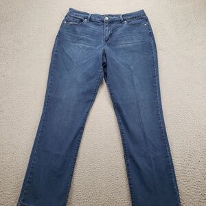 Bandolino Jeans Womens 14 Blue Denim Amy Cut Straight Casual High‎ Rise Pockets